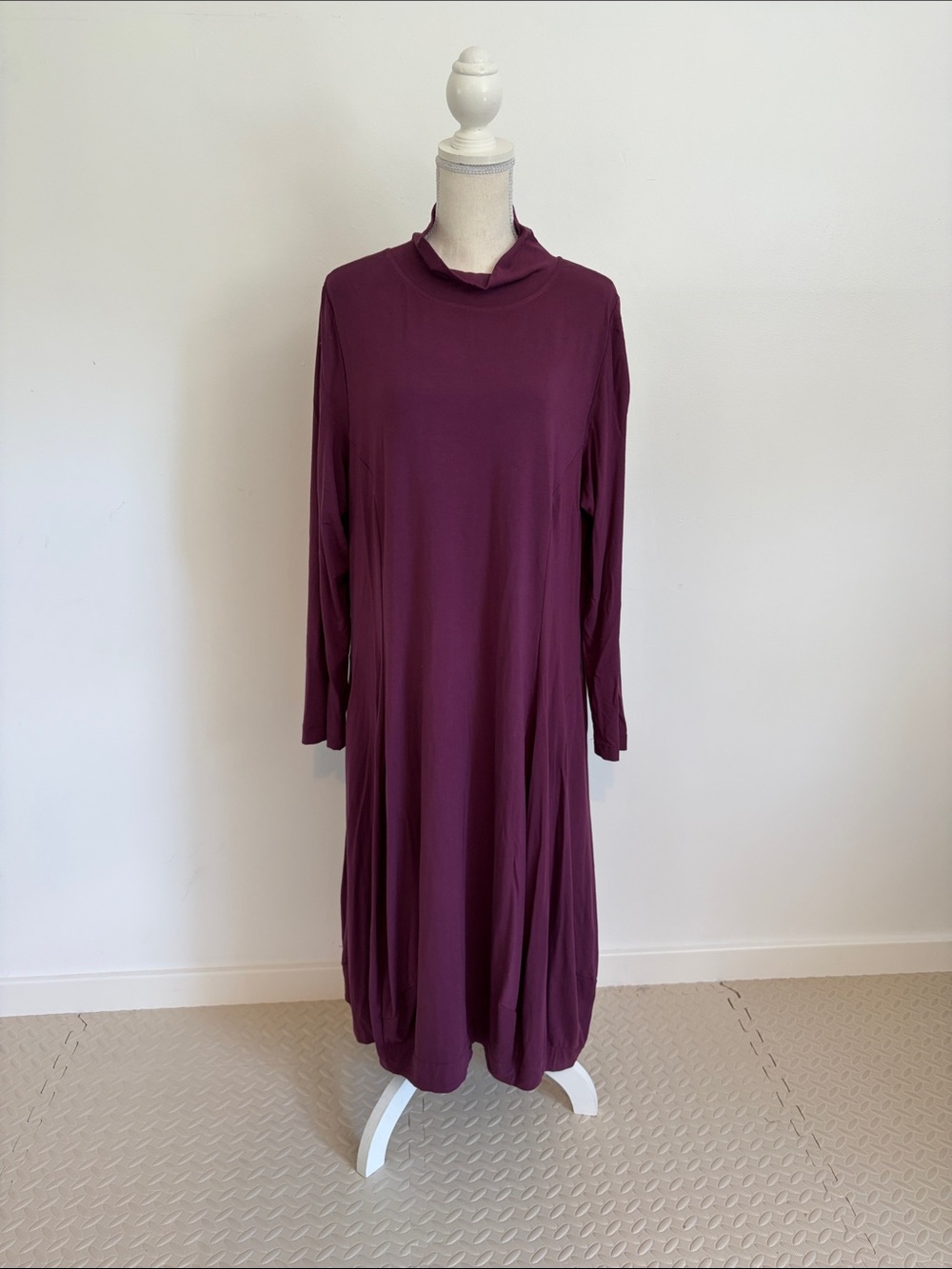 NEW Alembika 5 Women's Long Sleeve Mock Neck Dress in Plum Size 14